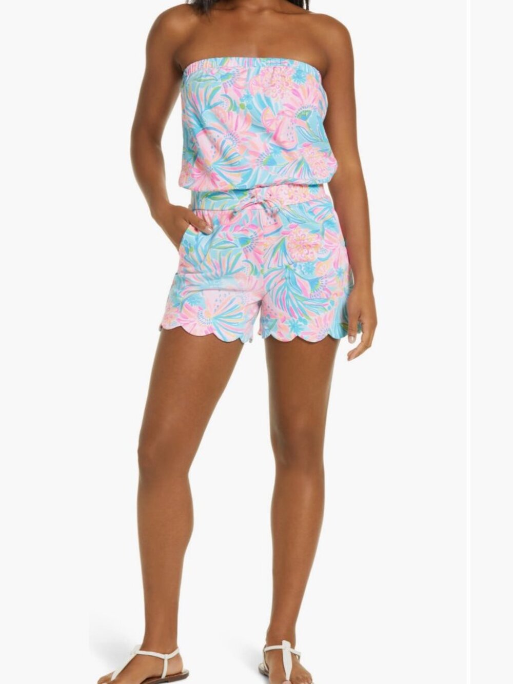 Lilly Pulitzer Rina Romper in Exotic Garden Jace Print Strapless Print Size L